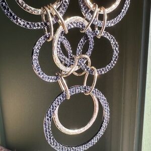 Vintage Erica Lyons Costume Necklace, Black and Gold Interlocking Rings